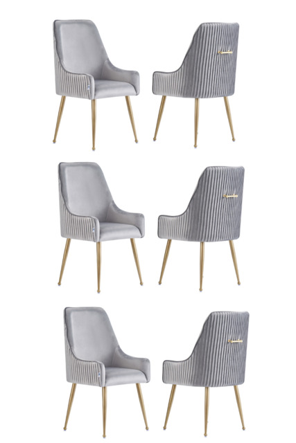 Soho LUX Velvet Dining Chair - grey / Set of 6