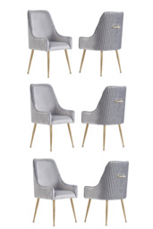 Soho LUX Velvet Dining Chair - grey / Set of 6