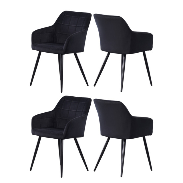Camden Velvet Dining Chair - Black / Set of 4