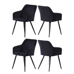Camden Velvet Dining Chair - Black / Set of 4