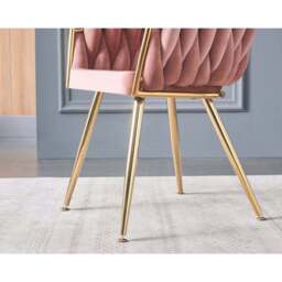 Roma Knot LUX Velvet Dining Chair - Plush Upholstery with Gold Frame - thumbnail 6