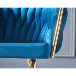 Roma Knot LUX Velvet Dining Chair - Plush Upholstery with Gold Frame - thumbnail 4