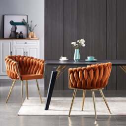 Roma Knot LUX Velvet Dining Chair - Plush Upholstery with Gold Frame - thumbnail 1