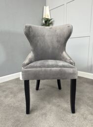 Mayfair Velvet Dining Chair - Dark Grey - thumbnail 2