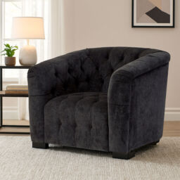 Fenton Black Fabric Button Tuffted Armchair - thumbnail 1