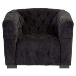 Fenton Black Fabric Button Tuffted Armchair - thumbnail 2