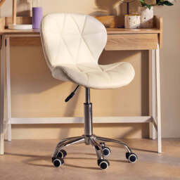 Franki White Velvet Quilted Home Office Chair - thumbnail 6