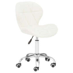 Franki White Velvet Quilted Home Office Chair - thumbnail 4