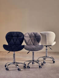 Franki White Velvet Quilted Home Office Chair - thumbnail 3