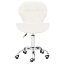 Franki White Velvet Quilted Home Office Chair - thumbnail 2