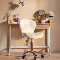 Franki White Velvet Quilted Home Office Chair - thumbnail 1