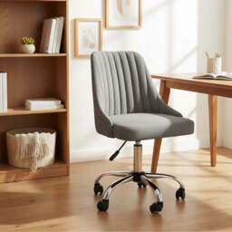 Grey Leather Effect Home Office Chair - Brent