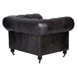Victor Dark Grey Brown Leather Chesterfield Chair - thumbnail 6