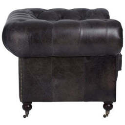 Victor Dark Grey Brown Leather Chesterfield Chair - thumbnail 5