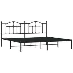 Metal Bed Frame without Mattress with Headboard Black 200x200cm - thumbnail 3