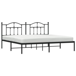 Metal Bed Frame without Mattress with Headboard Black 200x200cm - thumbnail 4