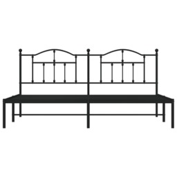 Metal Bed Frame without Mattress with Headboard Black 200x200cm - thumbnail 5