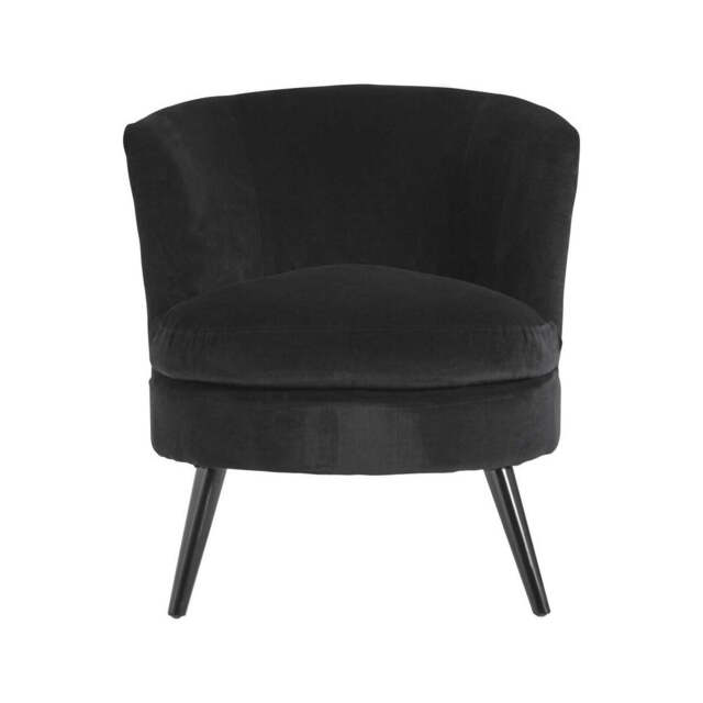 Round Plush Black Cotton Velvet Armchair - image 1