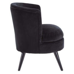 Round Plush Black Cotton Velvet Armchair - thumbnail 3