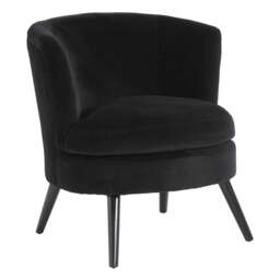 Round Plush Black Cotton Velvet Armchair - thumbnail 2