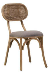 Cebu Grey Wash Wood and Rattan Dining Chair with Fabric Seat - thumbnail 4