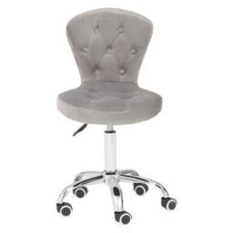 Grey Velvet Buttoned Home Office Chair - Fayth - thumbnail 2