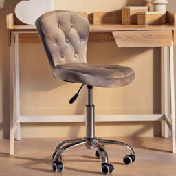 Grey Velvet Buttoned Home Office Chair - Fayth - thumbnail 3