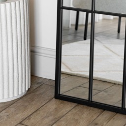 Tomi - Full Length Black Metal Arched Lattice Window Mirror - 180cm x 90cm - thumbnail 2