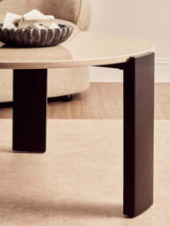 Cream Round Marble Top Large Coffee Table with Black Acacia Legs, Palermo - thumbnail 6