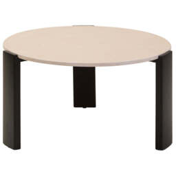 Cream Round Marble Top Large Coffee Table with Black Acacia Legs, Palermo - thumbnail 2