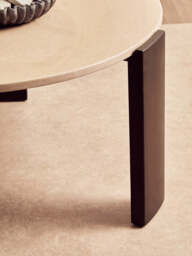 Cream Round Marble Top Large Coffee Table with Black Acacia Legs, Palermo - thumbnail 5