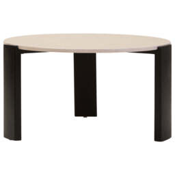 Cream Round Marble Top Large Coffee Table with Black Acacia Legs, Palermo - thumbnail 4