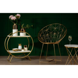 Templar Gold Iron Occasional Chair with Geometric Design - thumbnail 4