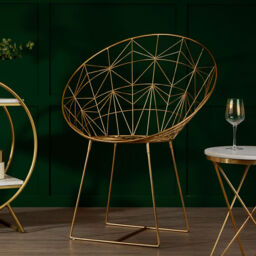 Templar Gold Iron Occasional Chair with Geometric Design - thumbnail 1