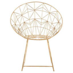 Templar Gold Iron Occasional Chair with Geometric Design - thumbnail 2