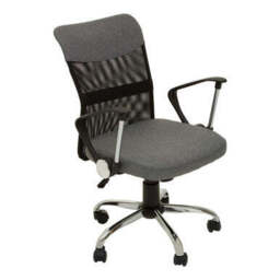 Grey Home Office Chair with Chrome Arms - Fenix - thumbnail 4