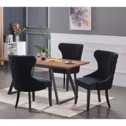 Toga Mayfair LUX Dining Set - Toga Extendable Walnut Dining Table w/ a Set of 4 Mayfair LUX Velvet Dining Chairs - thumbnail 2