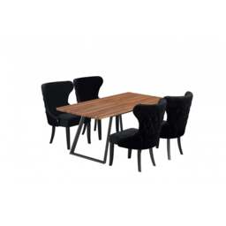 Toga Mayfair LUX Dining Set - Toga Extendable Walnut Dining Table w/ a Set of 4 Mayfair LUX Velvet Dining Chairs - thumbnail 1