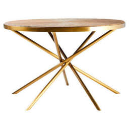 Gold Aged Fir Wood Rustic Top Dining Table with Stainless Steel Tied Base, Jana - thumbnail 4