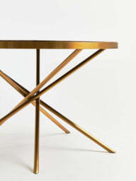 Gold Aged Fir Wood Rustic Top Dining Table with Stainless Steel Tied Base, Jana - thumbnail 6