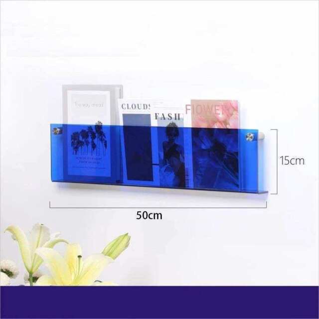 Floating Acrylic Magazine Holder - Blue 50x15x5 cm