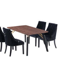 Windsor Cosmo Lux Dining Set - a Walnut Table and Set of 4 Chairs - Black