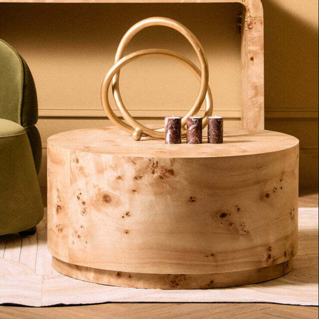 Mota Natural Burl Wood Round Coffee Table - image 1