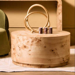 Mota Natural Burl Wood Round Coffee Table - thumbnail 1