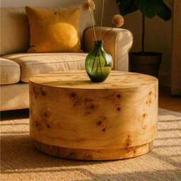 Mota Natural Burl Wood Round Coffee Table - thumbnail 3