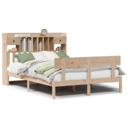 Bookcase Bed without Mattress 140x190 cm Solid Wood Pine - thumbnail 2