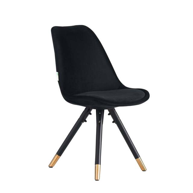 Sofia Velvet Dining Chair with Metal Legs - Retro Scandinavian Style - Black / Single
