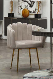 Bari Mink Velvet Scalloped Dining Chair - thumbnail 3