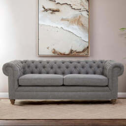 3 Seater Grey Linen Sofa - Stella