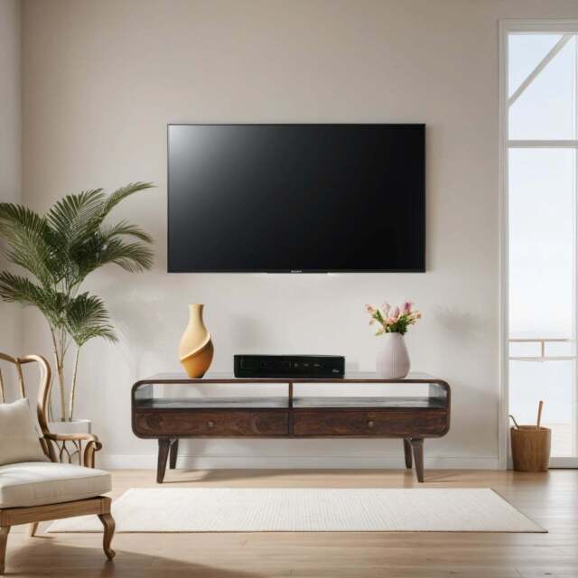 Franklin Dark Mango Wood Large TV Stand with 2 Drawers - image 1